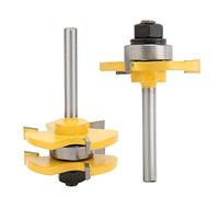 2Pcs Router Bit T-Shape Router Bit 3-Teeth 1/4 Shank Herramienta Profesional Para Trabajar La Madera Piezas de Reparación de Brocas Para Tablero de Partículas de Madera MDF