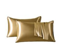 2pcs Satin Pillow Cases Smooth Cooling Soft Pillowcase For Hair Skin Protection Envelope Style Cover(Champagne Gold,2PCSx51x66cm)