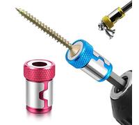 2Pcs Screwdriver Head Magnetic Ring, Removable Magnetic Screw Holder Ring for 1/4 Inch (6.35mm) Hex Shank Screwdrivers and Power Drill Bits (B-Red)