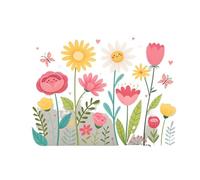 2Pcs Season Cartoon Watercolor Butterfly Flower Wall Stickers Bathroom Home Decoration Living Room Bedro