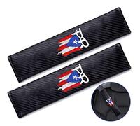 2Pcs Seat Belt Covers Shoulder Pads for Puerto Rico Boricua, Coqui Car Accessories, Embroidered Logo Black Leather Safety Cover Pad. (Coqui)