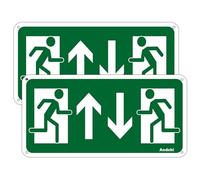 2pcs Señales de seguridad Salida de emergencia Señal de salida de pared, 20x10cm, abajo y arriba Salida