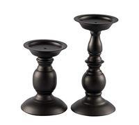 2Pcs /Set Black/Bronze Home Decor Candlestick Wedding Centerpieces Candle Holders Christmas Decorations(S+L) (Color : A)