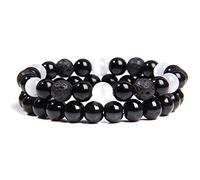 2pcs/set Men Bracelets Beads Natural Stone Black Onyx & Tiger Eye & Hematite Stone Bracelets for Women Men Magnetic Bracelet-6_19cm