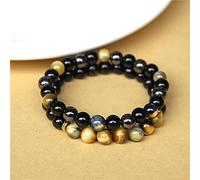 2pcs/set Men Bracelets Beads Natural Stone Black Onyx & Tiger Eye & Hematite Stone Bracelets for Women Men Magnetic Bracelet-12_23cm