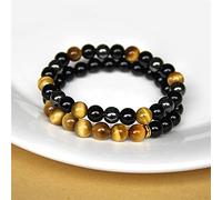 2pcs/set Men Bracelets Beads Natural Stone Black Onyx & Tiger Eye & Hematite Stone Bracelets for Women Men Magnetic Bracelet-8_17cm