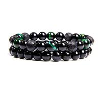 2pcs/set Men Bracelets Beads Natural Stone Black Onyx & Tiger Eye & Hematite Stone Bracelets for Women Men Magnetic Bracelet-2_17cm