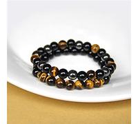 2pcs/set Men Bracelets Beads Natural Stone Black Onyx & Tiger Eye & Hematite Stone Bracelets for Women Men Magnetic Bracelet-Seduce_17cm