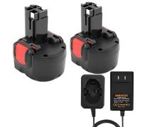 2pcs Shentec 9.6V 4.5Ah NI-MH Batería +Cargador Batería de Repuesto para Batería Bosch PSR 960 BAT048 BAT100 BAT119 2607335272 2607335461 GSR 9.6VE-2 PSR 9.6VE-2 PSR960 23609 32609-RT