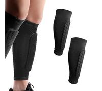 2PCS Shin Guards with Compression Sleeves, Honeycomb Pads - Lightweight Leg Protective Gear for Soccer, Football, Baseball, Boxing - Fit for Youth, Adult & Kids (XL,B)