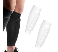 2PCS Shin Guards with Compression Sleeves, Honeycomb Pads - Lightweight Leg Protective Gear for Soccer, Football, Baseball, Boxing - Fit for Youth, Adult & Kids (XL,A)