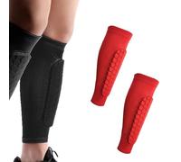 2PCS Shin Guards with Compression Sleeves, Honeycomb Pads - Lightweight Leg Protective Gear for Soccer, Football, Baseball, Boxing - Fit for Youth, Adult & Kids (L,C)