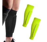 2PCS Shin Guards with Compression Sleeves, Honeycomb Pads - Lightweight Leg Protective Gear for Soccer, Football, Baseball, Boxing - Fit for Youth, Adult & Kids (L,E)