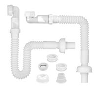 2PCS Sifon Lavabo Flexible y Extensible: Sifon Cocina Fregadero Antiolores de G1 1/4 Pulgadas, Sifón Lavabo Bidé Baño ó Cocina, Ahorro de Espacio, Extensible de 340-850 mm