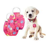 2Pcs Silenciador Perro Protector de Placa de Perro Etiqueta Mascota Personalizada Etiquetas de Identificación, Anti-Perdido para Collar Perro y Collar Gato para Mascotas Decoraciones Llavero,Rosa roja