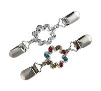 2pcs Silk Button Vintage Clips Shirt Collar Clip Scarf Rhinestone Brooch Pin Pearl Dress Decorative Corsage Shawl Buckle Delicate Women's Alloy