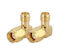 Eboxer 2Pcs SMA Adaptador Coaxial, SMA Hembra a SMA Macho Adaptador de Ángulo Recto RF Convertidor Conector para Aplicaciones de RF, Antenas, WiFi, Cable Coaxial, Antenas LAN Inalámbricas, etc