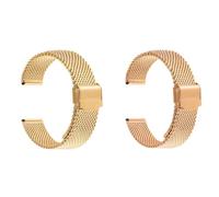 2PCS Smartwatch Correa de Metal 10MM 12MM 14MM 16MM 17MM 18MM 19MM 20MM 21MM 22MM Correa Milanese Mesh de Liberación Rápida Longitud Ajustable(Color:Gold+Rose Gold,Size:12MM)