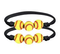 2PCS Softball Bracelet Party Favors Yellow Softball Beads Friendship Bracelets Beaded Bracelet Womens (B, One Size), Pearl