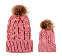 2PCS Sombrero de Madre y bebé Sombrero de Padre e Hijo Gorra a Juego Familiar Gorro de Invierno Gorro de esquí de Lana de Punto