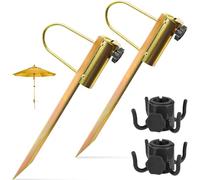 2Pcs Soporte Acero Sombrillas Césped Universal con Estaca, Mandril Paraguas Metal Playa para Sombrilla Diámetro 22-32 mm, Sostenedor Parasol Pesca Pesado, Ancla Arena Sun Beach para Jardín, Aire Libre