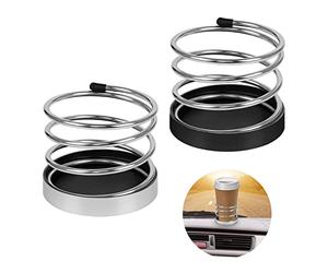 2Pcs Soporte de Bebidas de Coche, Posavasos para Coche Ajustable Universal, Soporte de Tazas de Acero Inoxidable para Móviles Tarjetas Cigarrillo