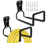 2Pcs Soporte Manguera Jardin Metal, Gancho Pipa Agua Colgar Pared Robusto, Colgador Tubo Flexible Resistente Oxidación, Estante Herramientas Eléctricas para Patio, Entornos Industriales, Garaje(Negro)