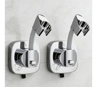 2PCS Soporte para cabezal de ducha, soporte para cabezal de ducha con ventosa, ajustable, sin taladro, soporte universal extraíble para cabezal de ducha, apto para baños (Silver)