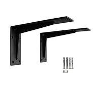 2Pcs Soportes para Estantes Pesados,Carga 500 KG,Soporte de estante,Soporte de estante de pared,Soporte de Ángulo 90 Grado en Forma de L Escuadra Estanteria,Resistente (25cm/9.8in,Black)