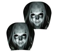 2pcs Spooky Face Headrest Covers Scary Auto Seat Protector, Funny Head Rest