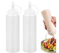 2Pcs Squeeze Bottle, 8oz Botella de Salsa, 250ML Dispensador de Botellas de Plástico, Condimento Botellas, para Salsa de Tomate, Mostaza, Mayonesa, Salsa Picante Y Aceite De Oliva (Transparente)