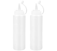 2Pcs Squeeze Bottle de Plástico, 8oz Transparente Botella de Salsa, 250ML Dispensador de Botellas, Condimento Botellas para Salsa de Tomate Mostaza Mayonesa Salsa Picante Y Aceite De Oliva, Sin BPA