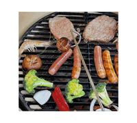 2Pcs Stainless Steel Meat Flipper Hook Handle Meat Turner Grilling Meat Hook BBQ Food Hook