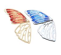 2pcs Stylish Enamelled Wing Brooches Fashion Breastpin Retro Double Pin Set Red Blue Alloy Great for Parties Mother's Day