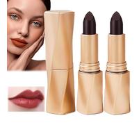 2PCS Swarous Multi-Functional Long-Lasting Color Lipstick, Black Luxury Velvet Non-Stick Cup Lipstick, Matte Lipstick Long Lasting Waterproof, 3 in 1 Lipstick, Non-Stick Cup Not Fade (05)
