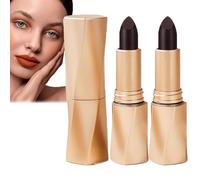 2PCS Swarous Multi-Functional Long-Lasting Color Lipstick, Black Luxury Velvet Non-Stick Cup Lipstick, Matte Lipstick Long Lasting Waterproof, 3 in 1 Lipstick, Non-Stick Cup Not Fade (01)