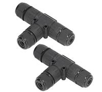 2Pcs T Type 3 Way 3 Wire Junction Box Connector, Connector for Outdoor LED Power Connection, IP68 Rated with Brass Terminal and PA66 Material, Suitable for Street Lights