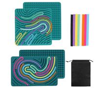 2pcs Tabla de Actividad Sensorial, Sensory Activity Board, Doble Juguetes Sensoriales Silicona, Stress Relief Toys para Autismo y TDAH Estrés Ansiedad, Bolsa de Viaje y 40 Cuerdas 2