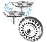 2PCS Tapon Fregadero Cocina 78mm, Tapón de Fregadero de Acero Inoxidable, Colador Rejilla Universal, Cesta de Tamiz de Fregadero para Baño, Residuos de Filtro y Evitar el Bloqueo