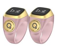 2Pcs Tasbeeh Counter Smart Ring | Digital Electronic Tasbeeh Counter with Vibration Reminder | Smart Finger Counter with LCD Display | 20mm Rechargeable Finger Counter | Muslims Tasbeeh Smart Counter