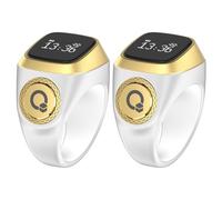 2Pcs Tasbeeh Counter Smart Ring | Digital Electronic Tasbeeh Counter with Vibration Reminder | Smart Finger Counter with LCD Display | 20mm Rechargeable Finger Counter | Muslims Tasbeeh Smart Counter