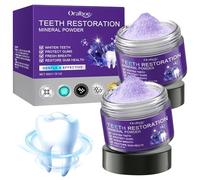 2pcs Teeth Whitening Powder, Polvo Mineral Blanqueador, Polvo Mineral de Restauración Dental, Eficaz para Fortalecer Dientes y Encías, Proteger las Encías y Refrescar el Aliento(100g)