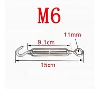 2pcs Tensor de cuerda de alambre de acero inoxidable 304 gancho ojo para apretar cables diseño ajustable (M6)