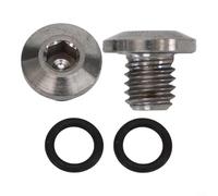 2pcs titanio freno purga tornillo M5x5mm con anillo de sellado para bicicleta aceite cilindro cubierta MTB reparación (plata)