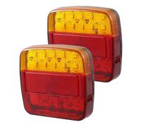 2pcs Trailer tail lights 26 LED Stop Tail Lights 12V Turn Signal Brake Tail Light with Yellow Red Shell for Utility Trailer Truck Boat Red Yellow Whit