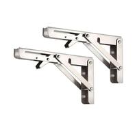 2Pcs Triangle Folding Angle Shelf Bracket Heavy Duty Stainless Steel Collapsible For Table Work Bench Wall Mounted Adecuado para garajes y cocinas(18inch Black 2PC)