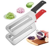 2PCS Trituradora De Repollo Trituradora De Lechuga Hoja De Acero Inoxidable Cortadora De Repollo Trituradora Trituradora Rebanadora De Repollo Antideslizante Repollo De Doble Capa Rallado Negro Y Rojo