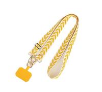 2pcs Universal Adjustable Mobile Phone Lanyard For Women Single Shoulder Neck Strap Pearl Pendant Hanging Anti Loss Rope para Teléfono Compatible(Yellow)