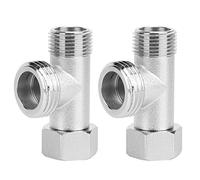2pcs Válvula Desviadora 3 Vias, Valvula Adaptador 3/8" a 1/2" 3 way Conector 180° de Rotación Niquelado Válvula Conector en T para Inodoro de Baño de Casa 4.8 x 2.7cm