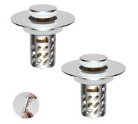 2PCS Válvula Pop Up Universal para Tapon Lavabo con Filtro de Acero, Tapón de desague para Lavabo de Baño y Cocina, desagüe tapon Click clack Adecuado para Agujeros de 26-46m